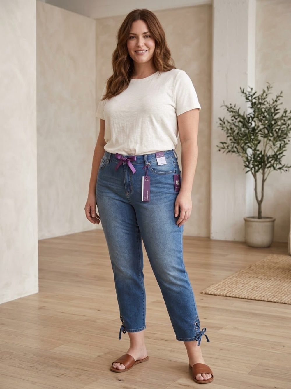 Gloria Vanderbilt Blue Ankle Tie Jeans